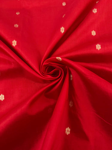 Lightweight Banarasi Katan Silk Saree | Red | Gold Zari | Handwoven | Silk Mark Certified | Ships from California